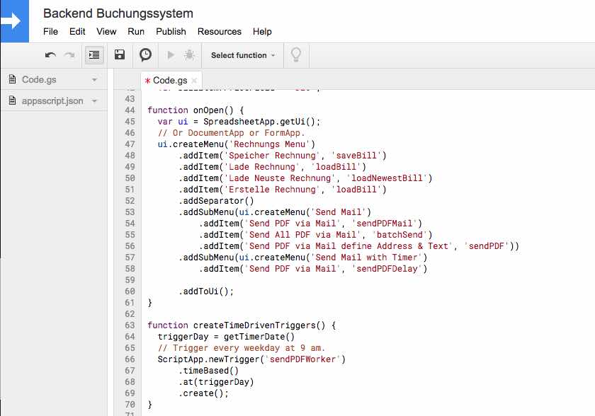 Buchungsystem in Aktion: Der Code per Google App Script